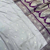 White Soft Silk Feather Saree