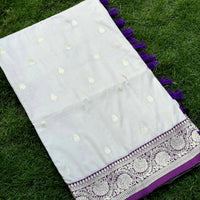 White Soft Silk Feather Saree