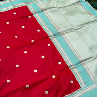 Royal Red Soft Silk Floral Butta Saree