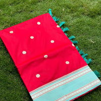 Royal Red Soft Silk Floral Butta Saree
