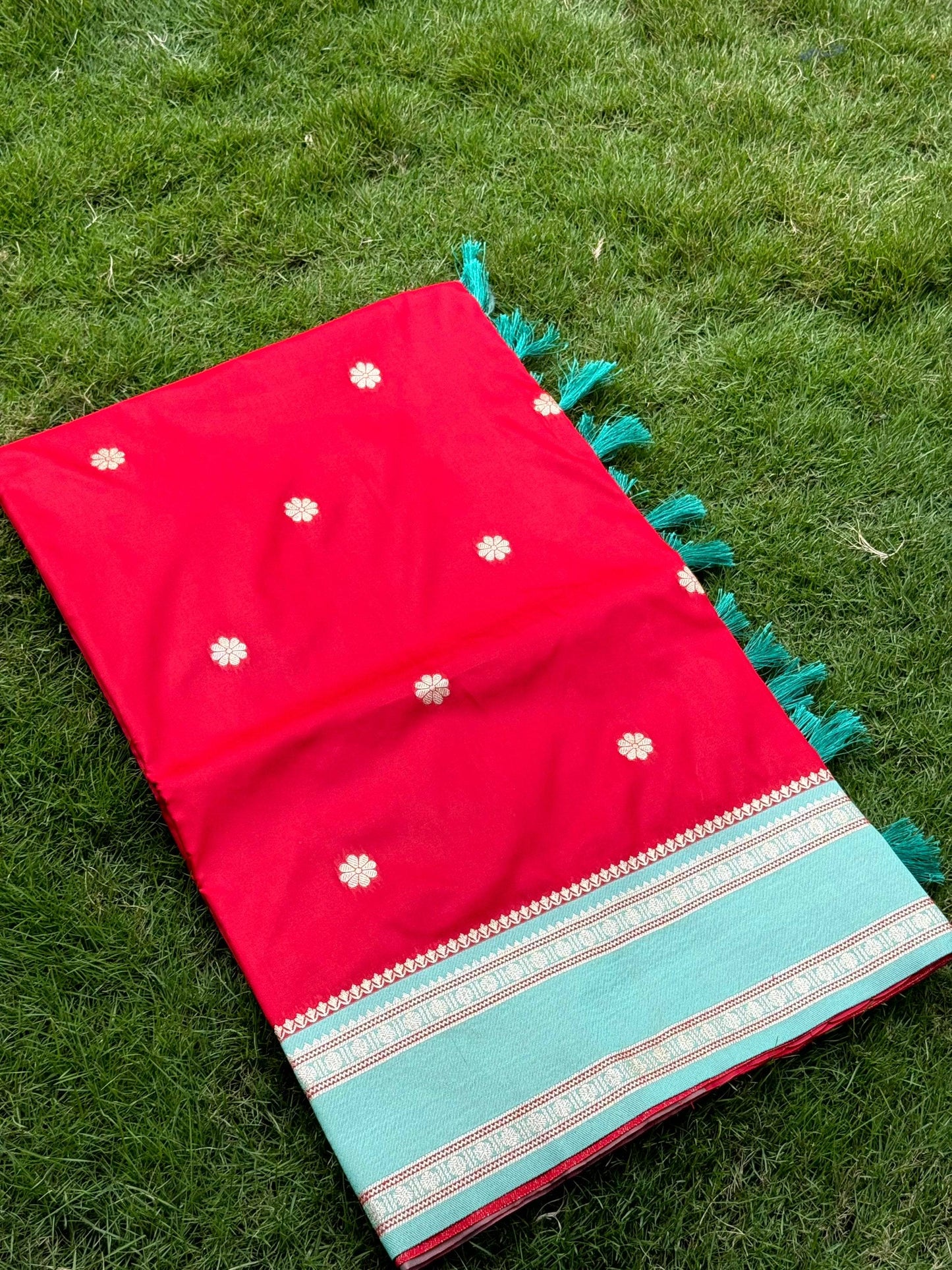 Royal Red Soft Silk Floral Butta Saree