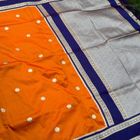 Orange Soft Silk Floral Butta Saree