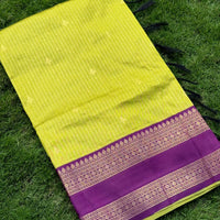 Lime Banarasi Katan Silk Saree