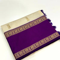 White Gadhwal Pure Soft Silk Saree