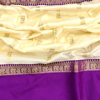 White Gadhwal Pure Soft Silk Saree