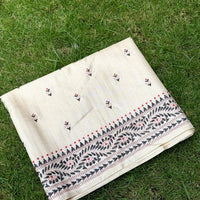 Cream Tussar Silk Madhubani Print Saree