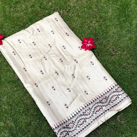 Cream Tussar Silk Madhubani Print Saree