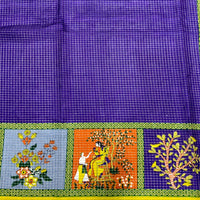 Royal Blue Tussar Kalalmkari Print Saree