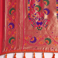 Orange Colour Yevla Paithani Soft Silk Saree
