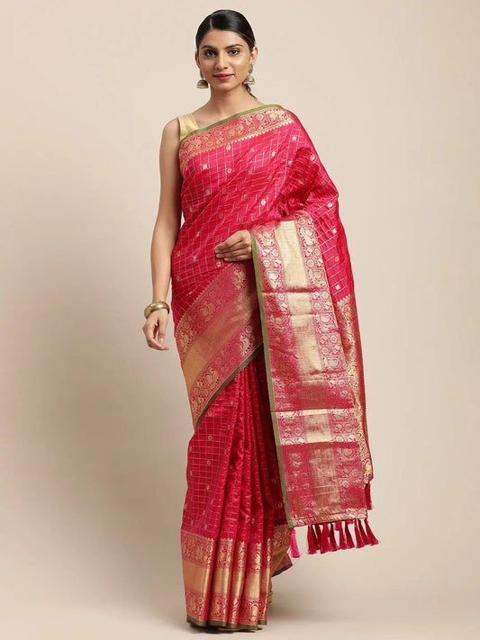 Kanjivaaram Pink Colour Soft Silk Kanchi Zari Weaving Saree