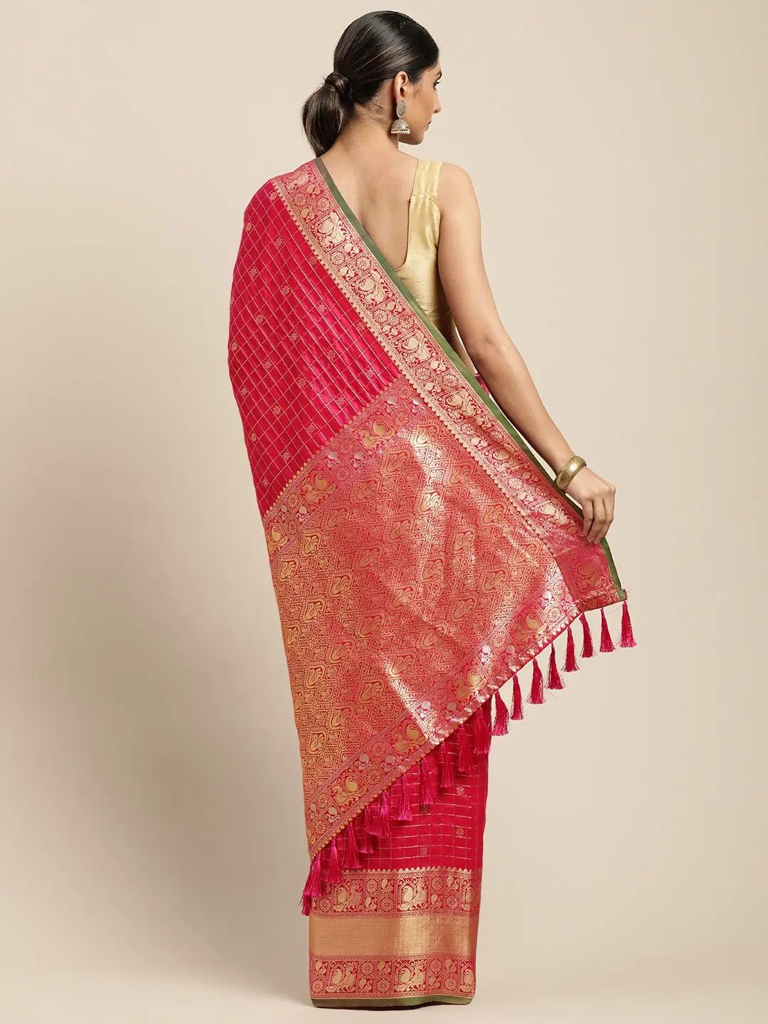 Kanjivaaram Pink Colour Soft Silk Kanchi Zari Weaving Saree