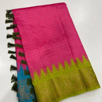 Pink Banarasi Silk Gadwal Pattu Saree