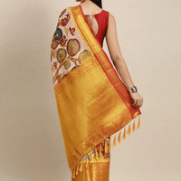 Designer Kalamkari Print Pattu Banarasi Silk Saree