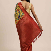 Beautiful Kalamkari Zari Work Silk Blend Kanjivaram Saree