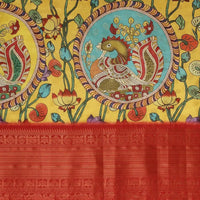 Beautiful Kalamkari Zari Work Silk Blend Kanjivaram Saree