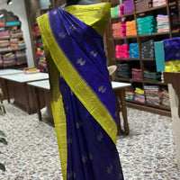Elegant Purple Silk Saree with Gold Zari Accents