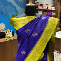 Elegant Purple Silk Saree with Gold Zari Accents