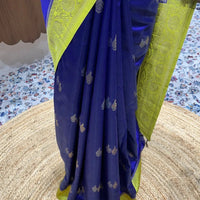 Elegant Purple Silk Saree with Gold Zari Accents