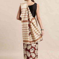 Linen Kalamkari Printed Chanderi Saree
