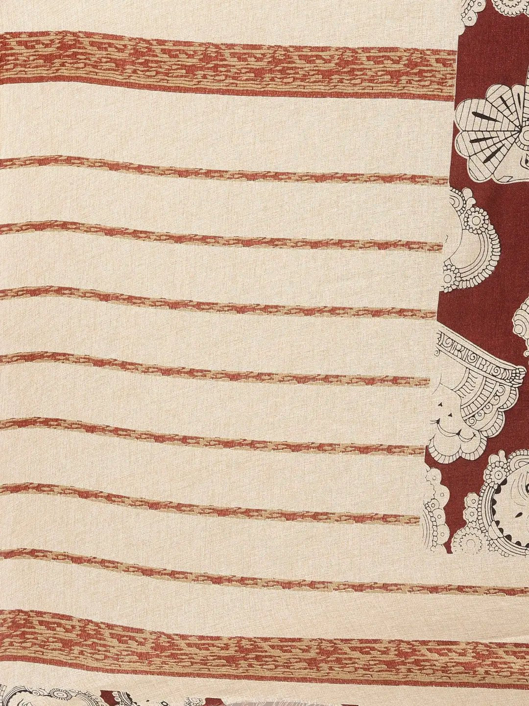Linen Kalamkari Printed Chanderi Saree