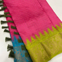 Pink Banarasi Silk Gadwal Pattu Saree