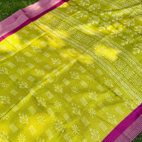 Radiant Yellow Tussar Chex Saree