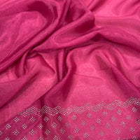 Mustard Poly Chiffon Diamond Swaroski Work Saree