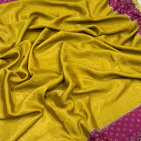 Mustard Poly Chiffon Diamond Swaroski Work Saree